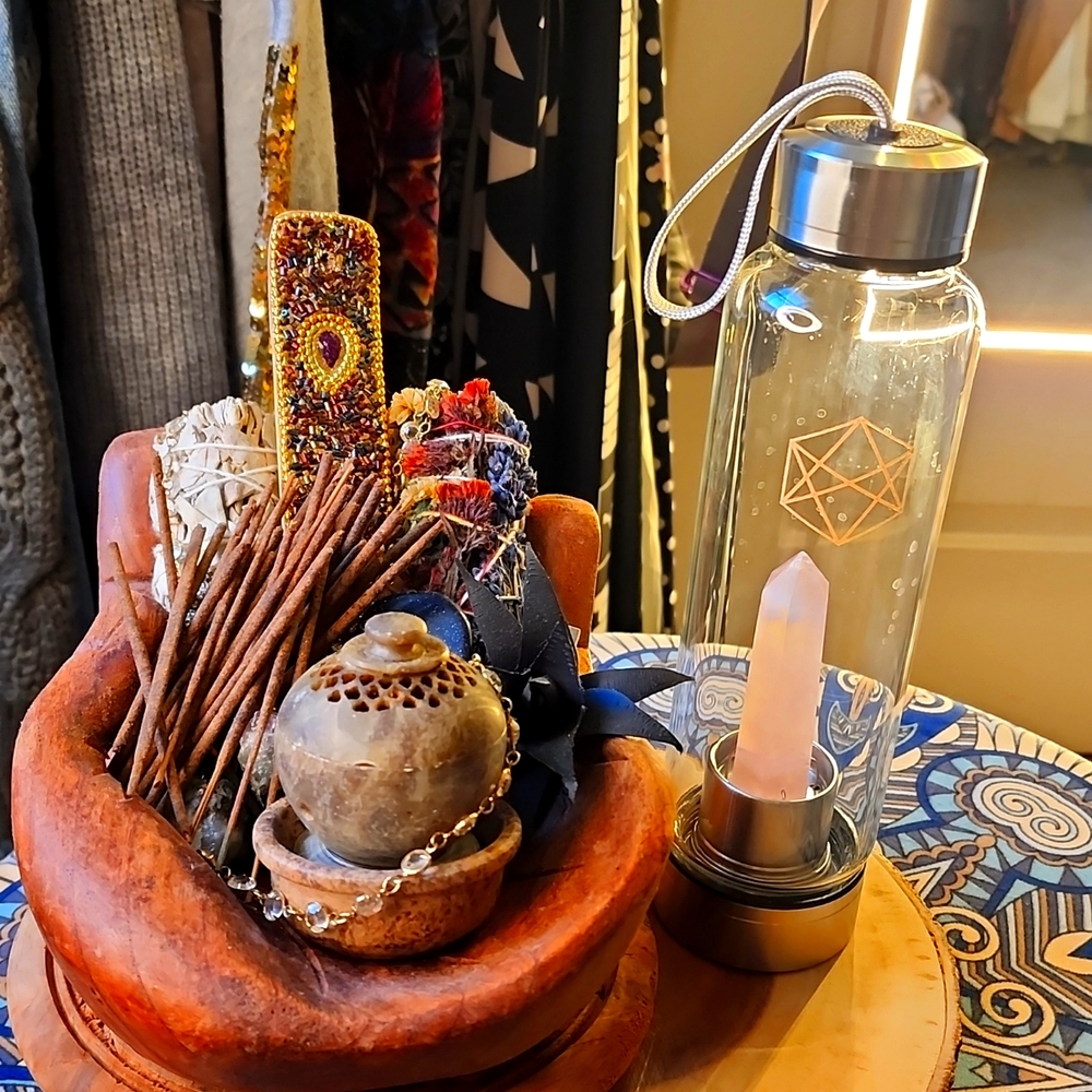 Rose Quartz glass drinking bottle